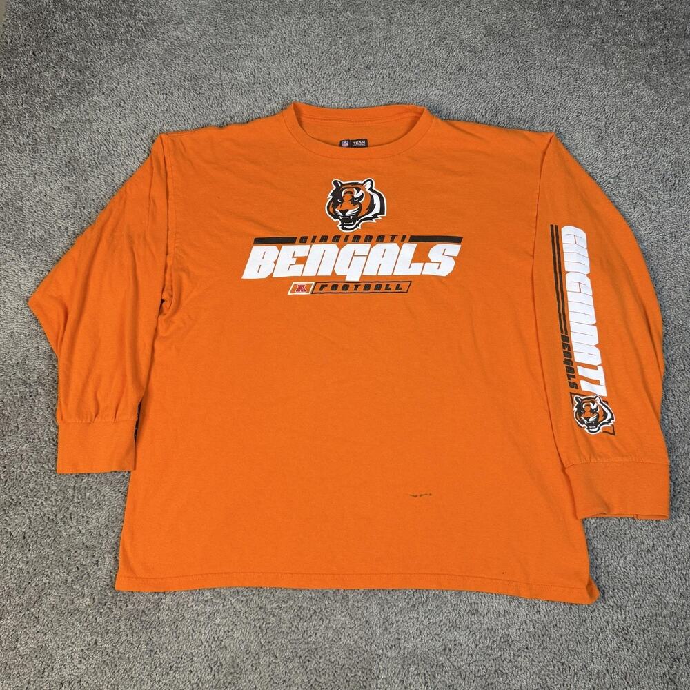 Cincinnati Bengals Shirt Mens XL Orange NFL Football Long Sleeve Team Apparel